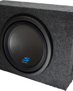 Alpine Bundle Compatible with Universal Vehicles W10S4 Single 10" Loaded Sub Box Enclosure
