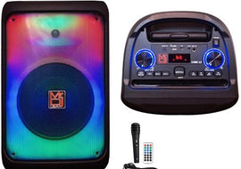 2 MR DJ CUBE12 12" Rechargeable Portable Bluetooth Karaoke Speaker with Party Flame Lights Microphone TWS USB FM Radio