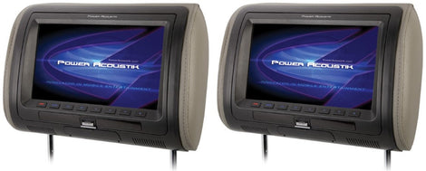 2 Power Acoustik H-71CC Universal Replacement Headrest Monitor w/ 7” LCD