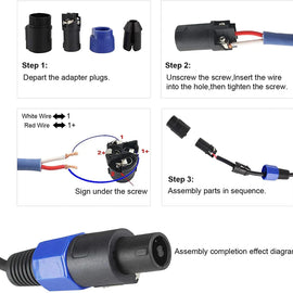 MR DJ SPAM10 10-Pack Right-Angle Speakon Compatible PA/DJ Speaker Cable Connectors