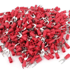 MR DJ DSR8-200 200PCS 18-22AWG Red Insulated Fork Spade Wire Connector Electrical Crimp Terminal