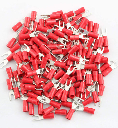 PATRON PSR8-200 200PCS 18-22AWG #8 Red Insulated Fork Spade Wire Connector Electrical Crimp Terminal