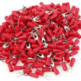 Absolute USA RS8-100 100pcs Insulated Fork Spade Wire Connectors, U Type Electrical Crimp Terminals