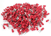 MR DJ DSR8-100 100PCS 18-22AWG #8 Red Insulated Fork Spade Wire Connector Electrical Crimp Terminal