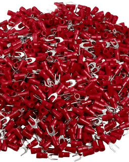 XP Audio XSR8-100 100PCS 18-22AWG #8 Red Insulated Fork Spade Wire Connector Electrical Crimp Terminal