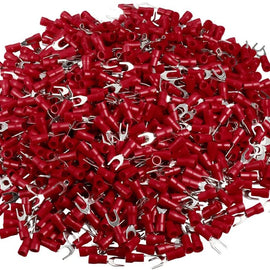 XP Audio XSR8-100 100PCS 18-22AWG #8 Red Insulated Fork Spade Wire Connector Electrical Crimp Terminal