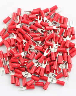 PATRON PSR8-100 100PCS 18-22AWG #8 Red Insulated Fork Spade Wire Connector Electrical Crimp Terminal