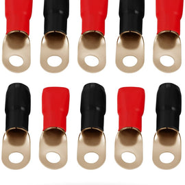MR DJ DGRT00-10 1/0 Gauge Crimp Ring Terminals Connectors 10-Pack Black Red