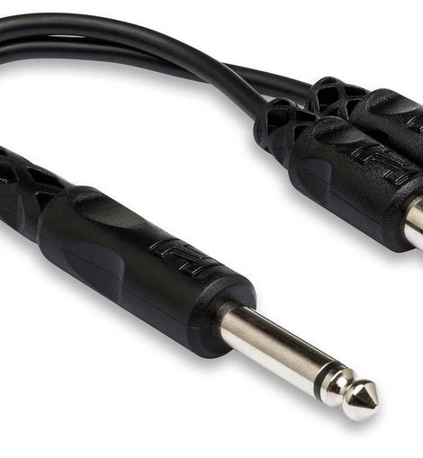 Hosa YPR-103 Y Cable 1/4 in TS to Dual RCAF