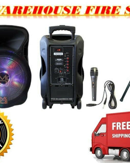 MR DJ Pro 15" 3000W Bluetooth PA DJ FM Radio Karaoke Speaker Microphone stand
