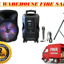 MR DJ Pro 15" 3000W Bluetooth PA DJ FM Radio Karaoke Speaker Microphone stand