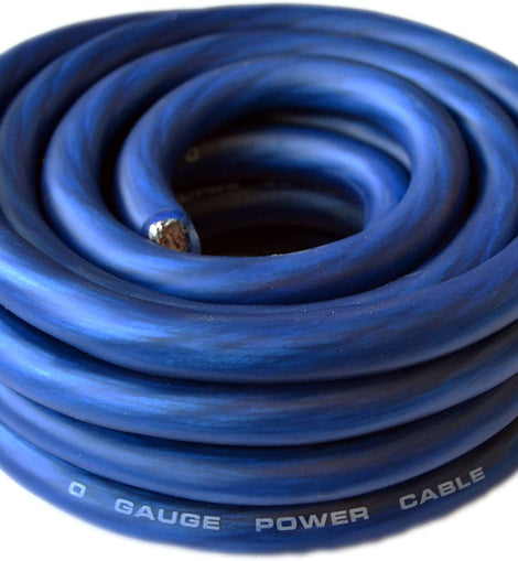 MK Audio 1/0 Gauge Blue 25ft Power/Ground Wire True Spec and Soft Touch Cable