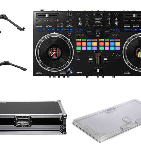 Pioneer DDJ-REV7, 2-Channel DJ Controller Package with Decksaver Cover, Odyssey Flight Case and Headliner Laptop Stand