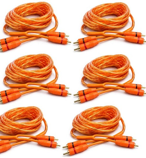 10 Absolute RCA6OR 6ft Orange RCA Cable 100% OFC Oxygen Copper 2-Ch Stereo Interconnect Twisted Pair Noise Reduction Gold-Plated Connectors HiFi Audio Cable for Car/Home Audio