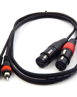 3 Foot 2 XLR Female to 2 RCA Male Patch Cable - Dual XLRF to Dual RCA Audio Cord