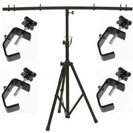 MR DJ LS250 DJ Pro Audio Lighting Fixture Tripod Stand with T-Bar Light Truss + 4 C Clamps