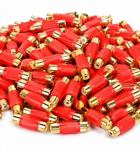 American terminal ATFF-100R-100 Gold Red RCA Female-to-Female Coupler Adapter 100 Pack
