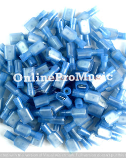 100 Pieces 16 - 14 GA Gauge 12v Blue Nylon Male Disconnect MDNB250-100