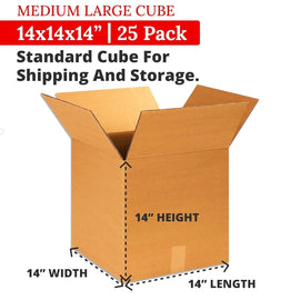 Shipping Boxes 14"L x 14"W x 14"H 25-Pack Corrugated Cardboard Box for Packing Moving Storage