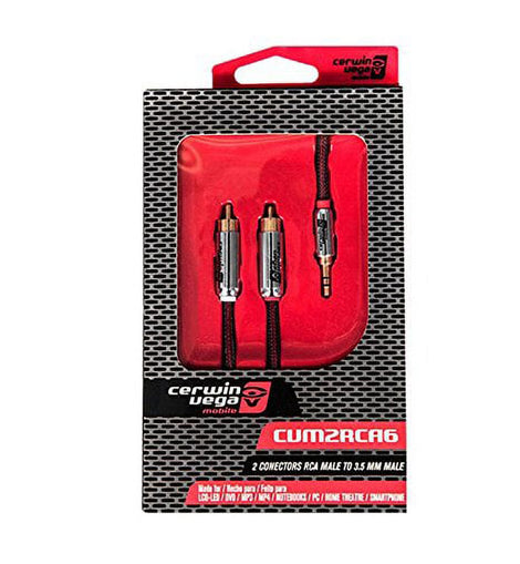 Cerwin-Vega CVM2RCA6 6' 2-Connector RCA Male to 3.5mm Male Audio Cable Black