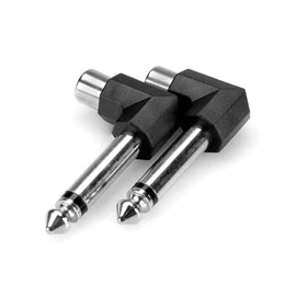 Hosa GPR-123 Right-angle Adaptors, RCA to 1/4 in TS -2 PCS