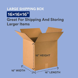 25 Pack Shipping Boxes 16"L x 16"W x 16"H Corrugated Cardboard Box for Packing Moving Storage