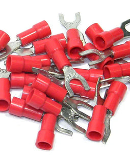 E-SR8-100 100 Red Insulated Fork Spade Wire Connector Electrical Crimp Terminal 18-22AWG