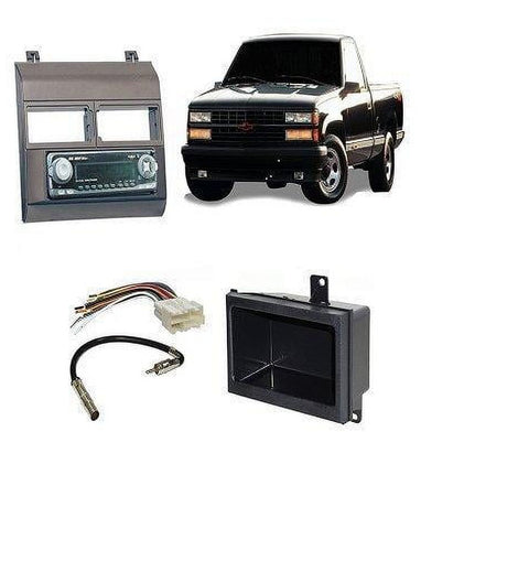 1988-1996 Chevrolet & GMC (Grey) Dash Kit + Pocket Kit + Wire Harness + Antenna
