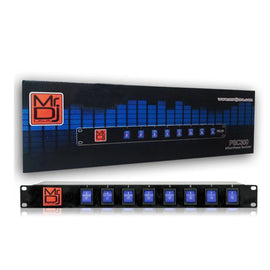 MR DJ PSC300 Rack Mountable 8 Port Power Switcher Surge Protectors Blue Toggles ON / OFF Power Center, Power Strip