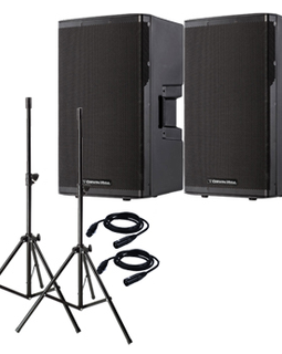 2 Cerwin Vega CVX-15 Pair Package with Speaker Stands & XLR Cables