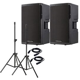 2 Cerwin Vega CVX-15 Pair Package with Speaker Stands & XLR Cables