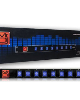 MR DJ PSC300 Rack Mountable 8 Port Power Switcher Surge Protectors Blue Toggles ON / OFF Power Center, Power Strip