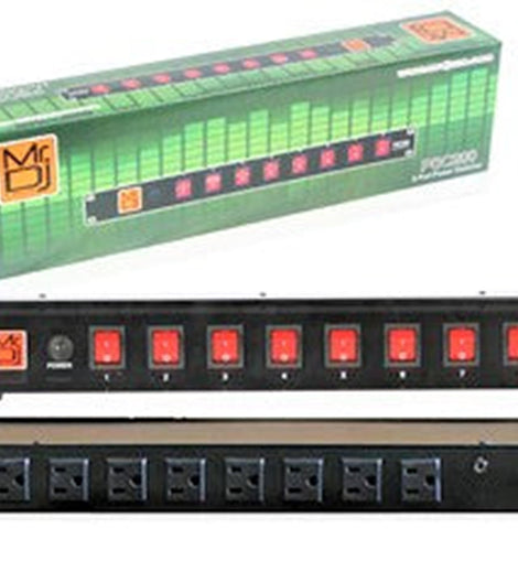 MR DJ PSC200 Rack Mountable 8 Port Power Switcher Surge Protectors ON / OFF Power Center