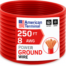 American Terminal ATP8G250RD 8GA 250' Red Power Ground Wire Car Audio Amplifier Marine Cable