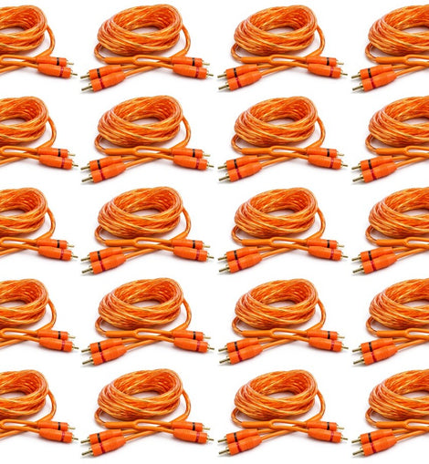 20 Absolute RCA12OR 12ft Orange RCA Cable 100% OFC Oxygen Copper 2-Ch Stereo Interconnect Twisted Pair Noise Reduction Gold-Plated Connectors HiFi Audio Cable for Car/Home Audio