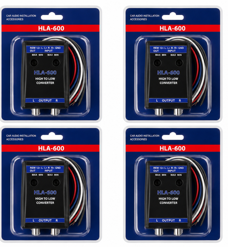 4 Absolute HLA600 2-Ch High-to-Low Line Output Converter Adjustable Speaker Level to RCA Converter