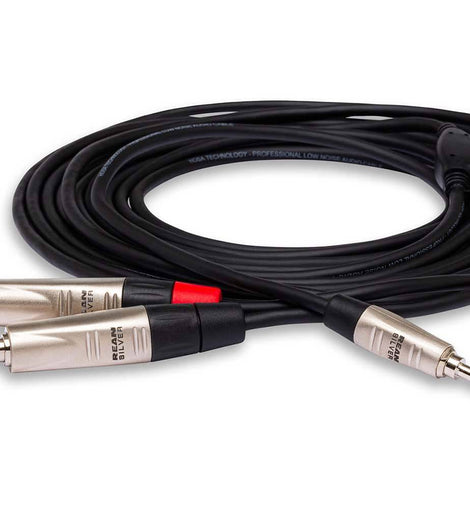 Hosa HMP-010Y Pro Stereo Breakout REAN 3.5 mm TRS to Dual 1/4 in TS - 10 Feet