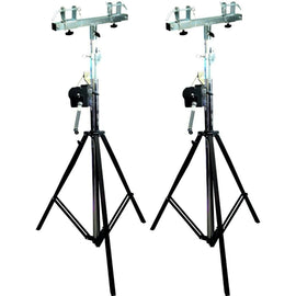 2 DJ Pro Lighting 12 Foot Crank Light Stand & 2 Square Truss T-Bar Adapter