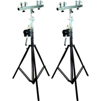 2 MR DJ Pro Lighting 12 Foot Crank Light Stand & 2 Square Truss T-Bar Adapter