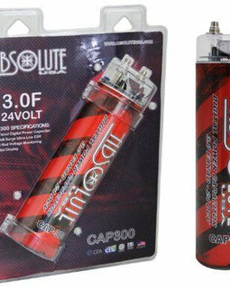 ABSOLUTE CAP300R Capacitor<br/>3 Farad Red Power Car Capacitor for Energy Storage to Enhance Bass Demand From Audio System