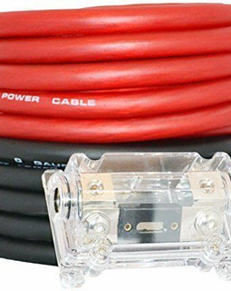 Absolute KIT0-25RB 0 Gauge 50' Red/Black Power/Ground Wire  Amplifier Amp Kit