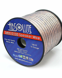 Absolute USA SWH10100 10 Gauge Car Home Audio Speaker Wire Cable Spool 100'