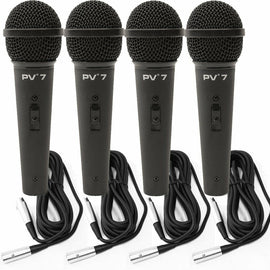 4 Peavey PV7 ND Magnet Dynamic Microphone with 1/4" to XLR Cable