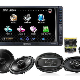 Absolute DD2200BT Double Din DVD, CD, MP3 Player W/ Pioneer TS-F1634R 6.5", TS-A6966R 6x9 & TW600