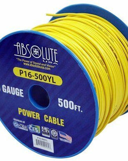 Absolute USA P16-500YL 16 Gauge 500-Feet Yellow Spool Primary Remote Power Wire Cable