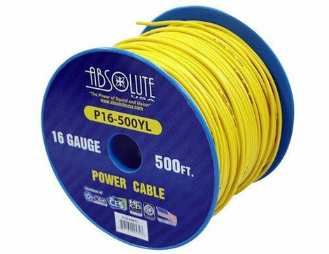Absolute P16-500YE 16 Gauge 500' Spool Primary Power Wire Cable Yellow