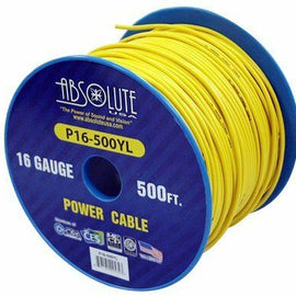 Absolute USA P16-500YL 16 Gauge 500-Feet Yellow Spool Primary Remote Power Wire Cable