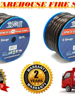 2 Absolute SPW-0-50BK 1/0 Gauge 50 FT, 100 Feet Total Power Ground Battery Wire Cables Black