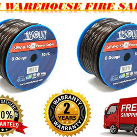2 Absolute SPW-0-50BK 1/0 Gauge Power Ground Cable 1/0 Gauge 50 FT PRO Xtreme Twisted Power / Ground Battery Wire Cables Black