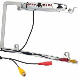 12V Car Front or Rearview Reverse Camera 8 IR Night Vision US License Plate Frame Silver